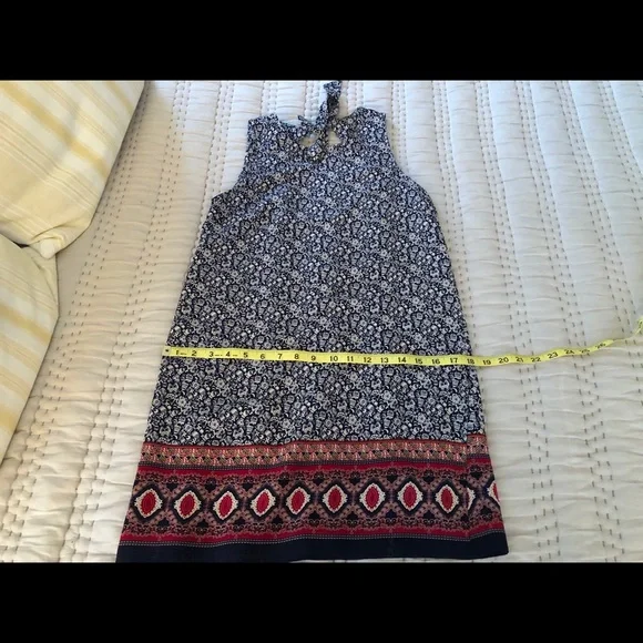 Blue & White Patterned Mini Dress - Picture 6 of 6